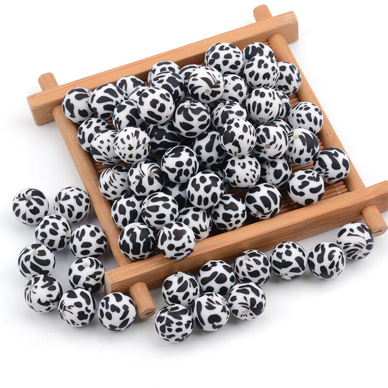 LOFCA 10 stücke Leopard Hexagon Silikon Lose Perlen Zahnen Perlen DIY Kautable Zahnen Perlen BPA FREI Baby Beißringe