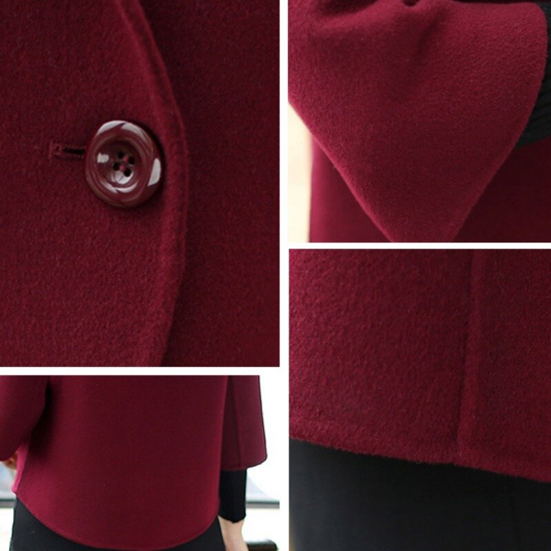 Blazers de lana para mujer, abrigos sólidos sueltos que combinan con todo, Vintage, elegante, ocio diario, prendas de vestir exteriores maduras simples, Chic, Otoño e Invierno