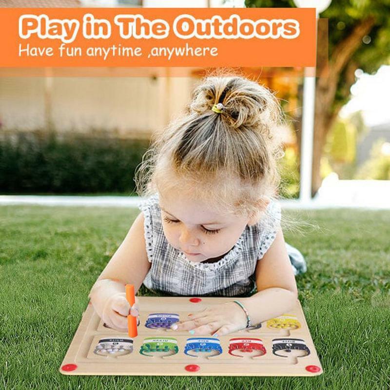 Colore magnetico e numero labirinto magnete in legno puzzle Board attività per bambini conteggio giochi coordinati giocattoli Montessori per bambini
