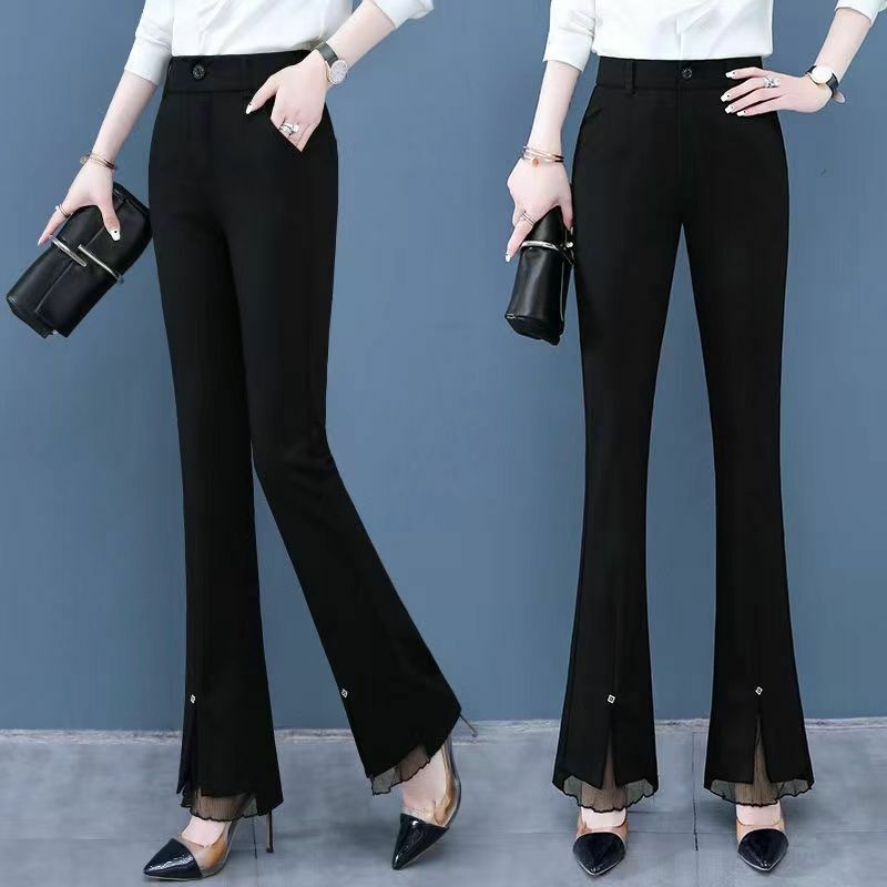 Флисовые толстые широкие расклешенные брюки, модные офисные женские Костюмные брюки для женщин, брюки с высокой талией, женская модель 2024 B58