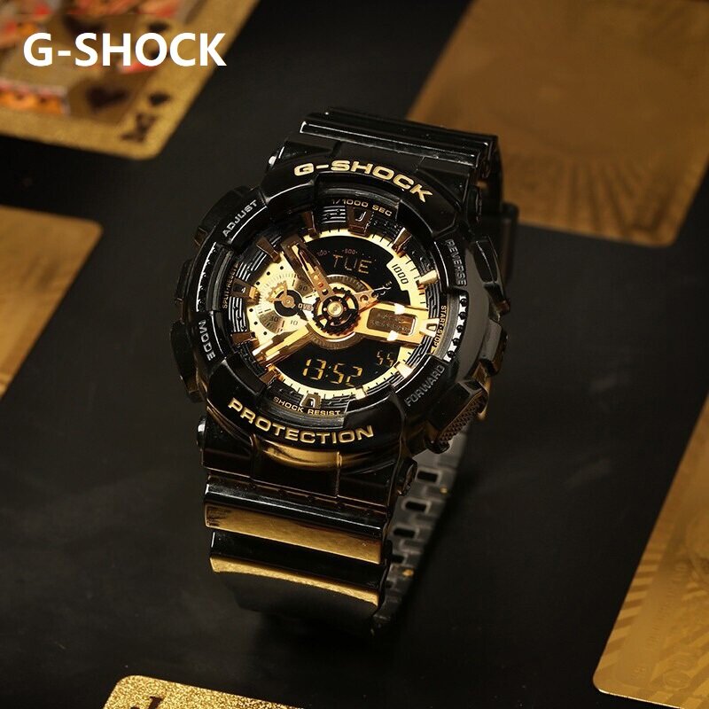 G SHOCK-reloj dorado GA-110 para hombre, cronómetro deportivo, resistente al agua, automático, LED, se ilumina con la mano, alarma, fecha, 20Bar