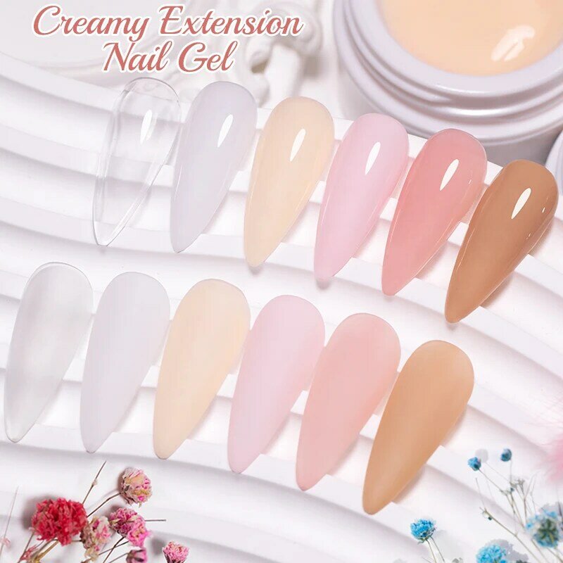 BOZLIN 15ML Cream Extension Nail Gel Soak Off  French Acrylic UV LED Camouflage Color Hard Gel Jelly Building Extend Varnish