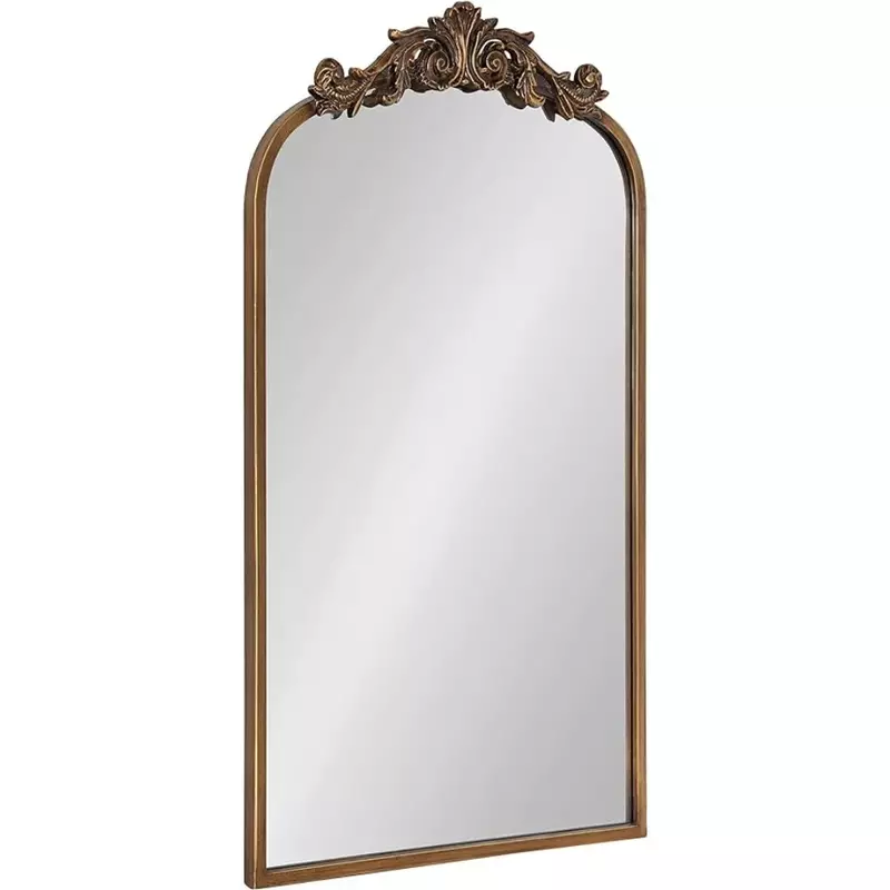 Arendahl-Tradicional LED Arch Mirror, Full Body Mirror, Espelhos Dourados, Barroco Inspirado Wall Decor, Comprimento Livre Frete, 19x30.75"