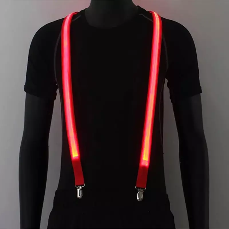 Suspender dengan lampu LED dasi kupu-kupu, suspender wanita untuk gantungan celana dan sabuk celana sepeda motor pria tugas berat