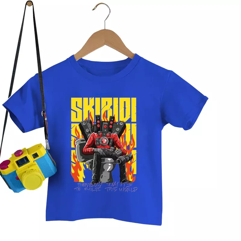 Skibidi-Kawaii Toilet Print T-shirt para crianças, roupas de desenhos animados casuais, camisetas anime para meninas, roupas infantis
