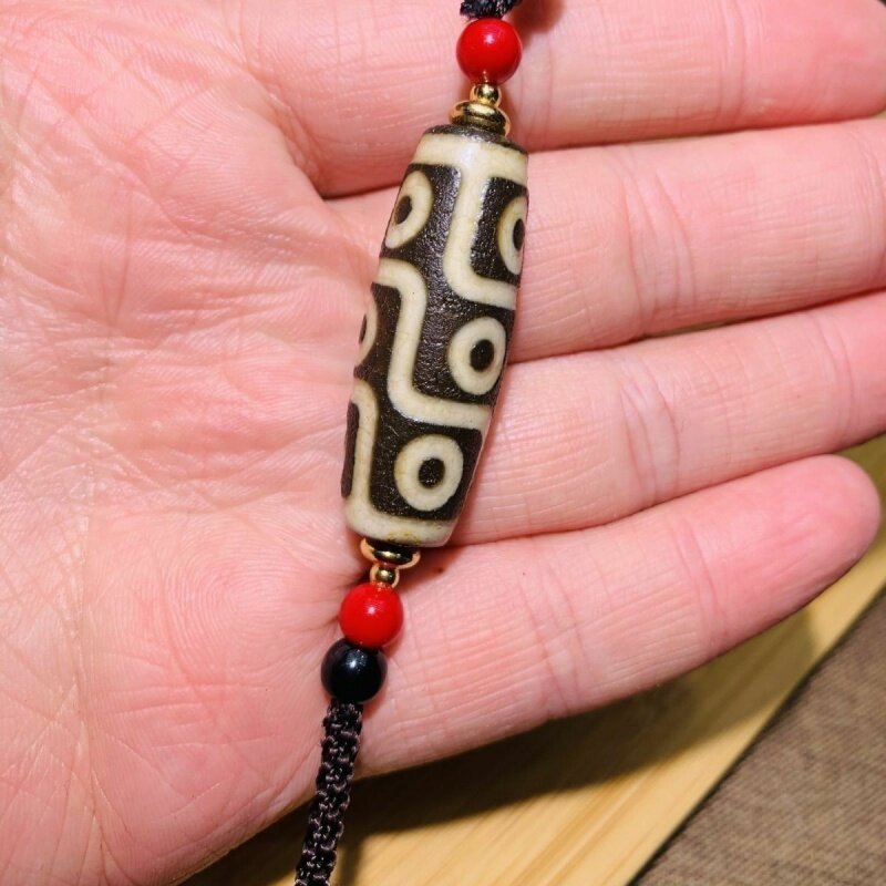 Tibetan Style Nine-Eye Sky Bead Men's Trendy Short Clavicle Chain All-Match Necklace Pendant