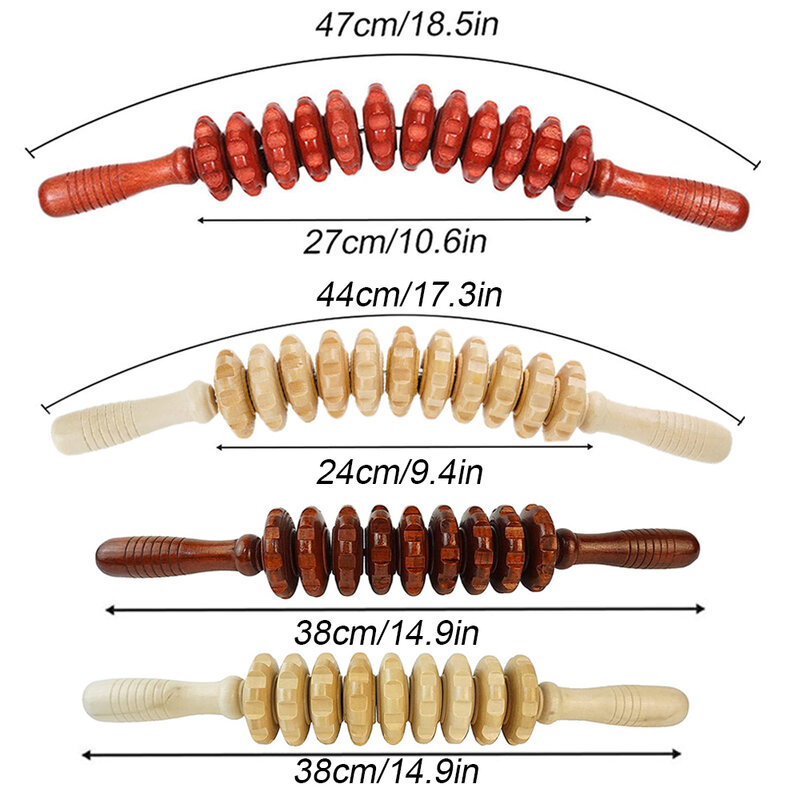Rodillo multifuncional de madera para masaje de Abdomen, herramienta de relajación muscular, anticelulitis, cintura y espalda, 9/12 ruedas