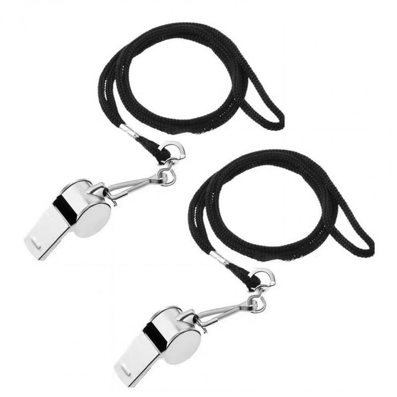 2Pcs Referee Whistles Universal Stainless Steel with Lanyard for Outdoor Basketball Whistles Outdoor Whistles