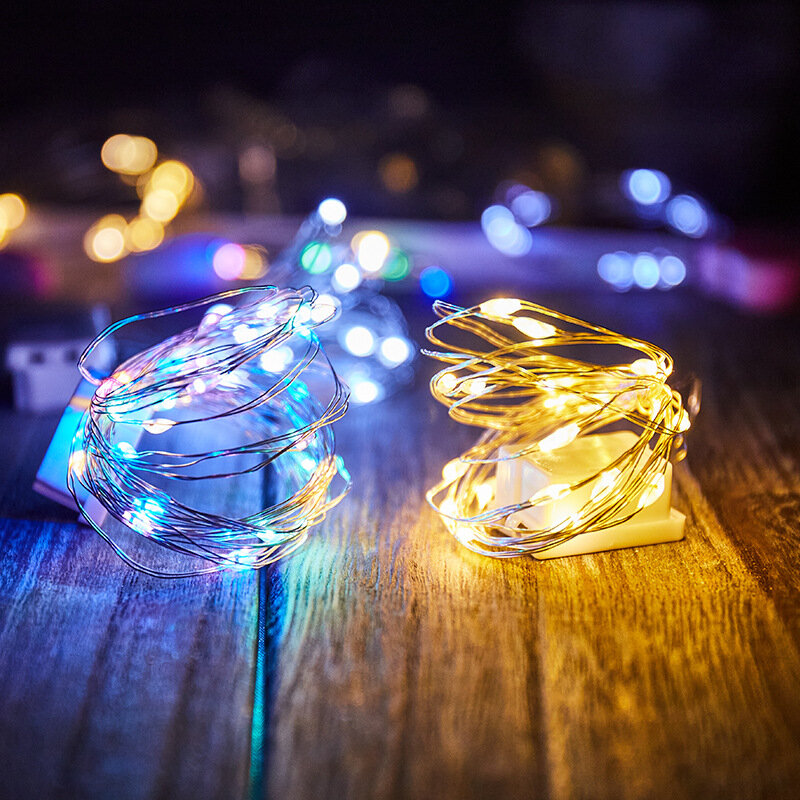 1m Copper Wire String Light 10LED Garland Fairy Lights Outdoor Waterproof Night Lamp For Christmas Tree Wedding Party Decoration