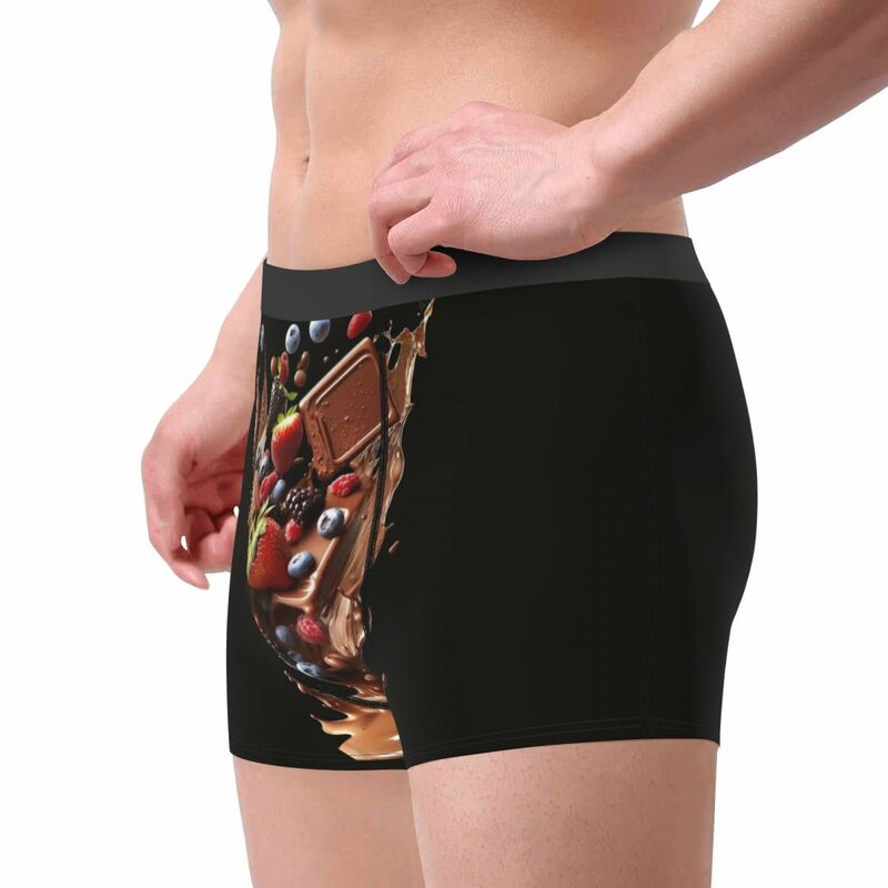 Nutty Chocolate Ice Cream Waffle Men's Boxer Briefs, Highly Breathable Underpants,Top Quality 3D Print Shorts Birthday Gifts