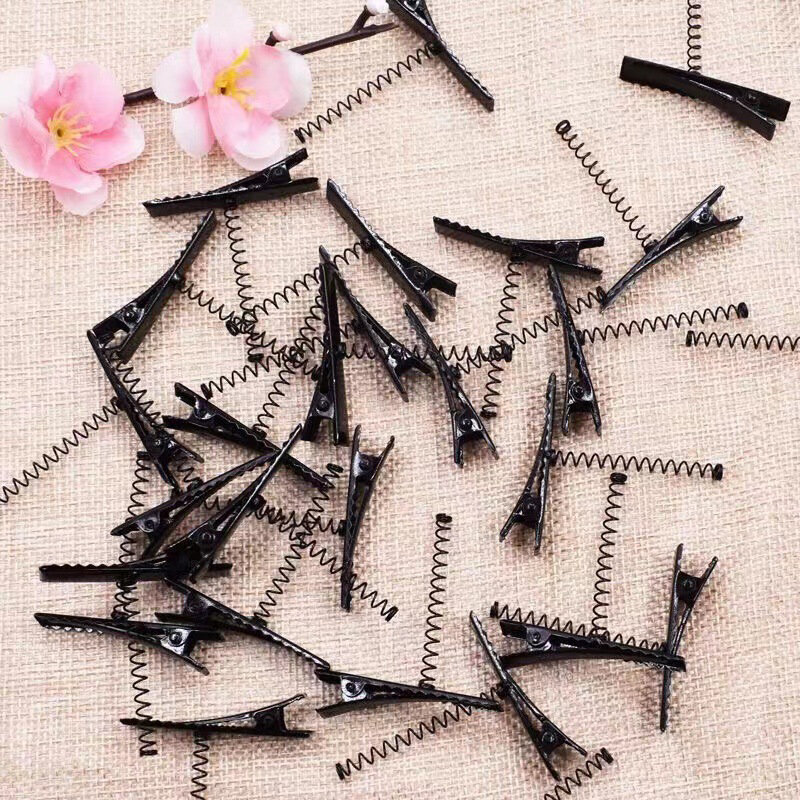 10 Pcs 40 Mm Black Metal Clip With Coil Spring Crocodile Clip Craft Hair Clips DIY Basic Universal Hair Clips