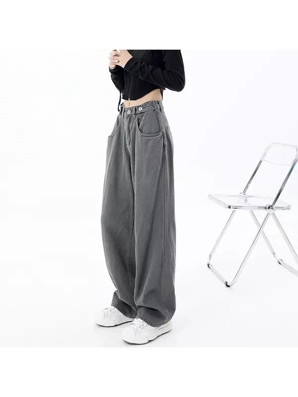 Осенне-зимние американские винтажные фотокамуфляжные уличные повседневные брюки с высокой талией, мешковатые джинсовые брюки в стиле хип-хоп Y2K