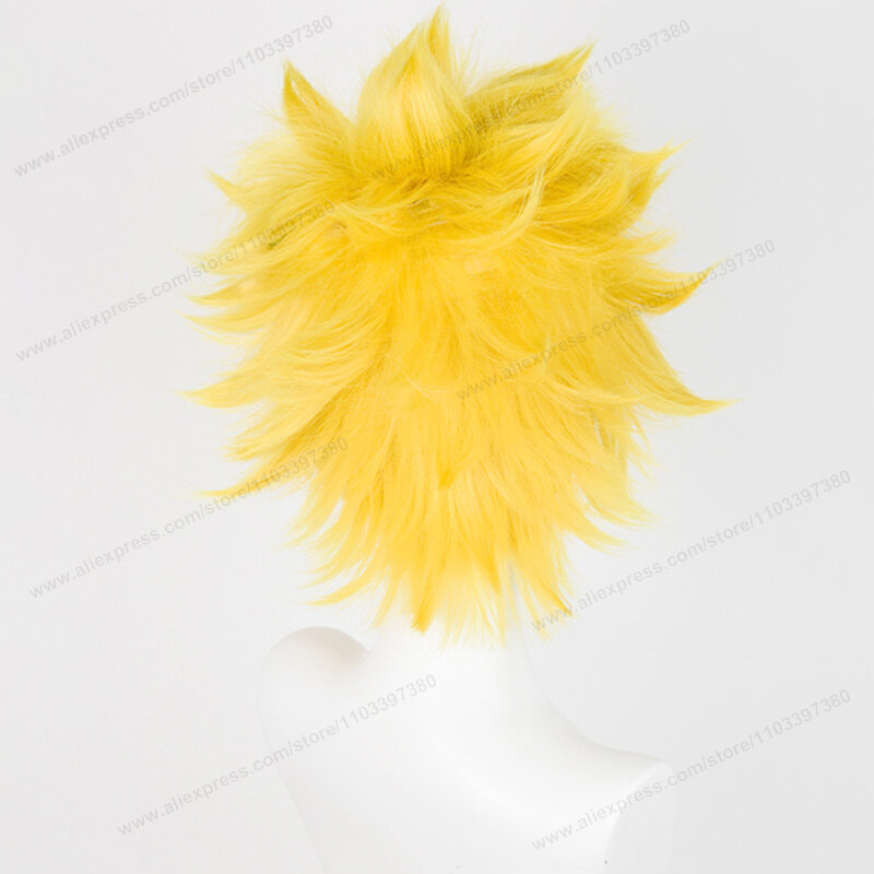 애니메이션 우즈마키 코스프레 가발, 짧은 금색 노란색 머리, 내열성 합성 가발, 30cm