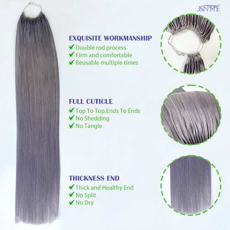 Color Double Stick Easy to pull hair extensions Color Blue Purple Pink Grey 613 Color  20" Inch 100% Human Hair Color Micro Ring