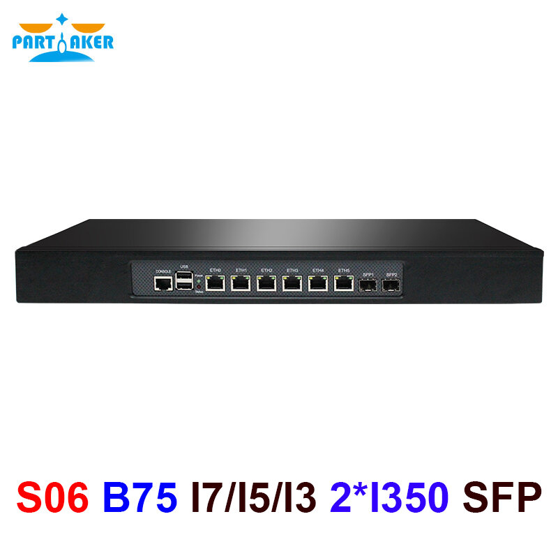 Alat dudukan Firewall, rak 19 inci 1U 19 inci B75 Xeon E3 1225V2 I7 3770 i5 3470 i3 3220 dengan 6 Ethernet 2 SFP pfSense OPNsense VPN