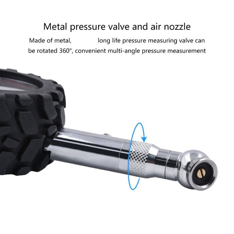 Đồng hồ đo áp suất không khí 60psi/100psi Máy đo áp suất lốp ô tô Máy kiểm tra áp suất lốp