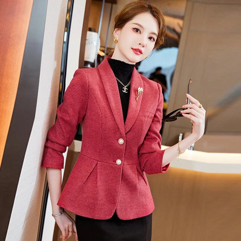 5xl Frauen Blazer Büro Damen elegante Langarm Arbeits kleidung Frauen Anzug Herbst Winter Jacke neue weibliche Blazer Oberbekleidung
