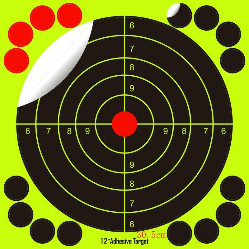 أهداف إطلاق نار تفاعلية لاصقة ، رش أصفر فلوري لامع ، ملصق الهدف ، 10 أوراق لكل عبوة ، 12"