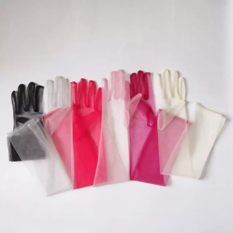 Nuovi guanti per le donne vestono guanti in maglia trasparente da 55cm guanti lunghi a gomito sottile Sexy accessori da sposa guanti da ciclismo Anti-UV