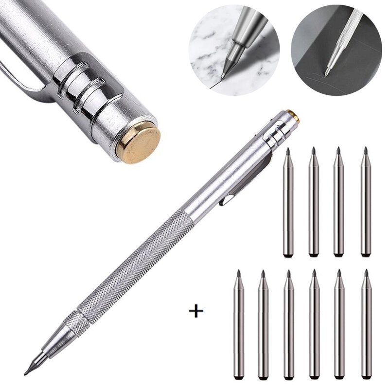11pcs Tungsten Carbide Tip Scriber Pen Engraving Marking Tip For Glass Ceramic Metal Wood Carving Scribing Marker Tools
