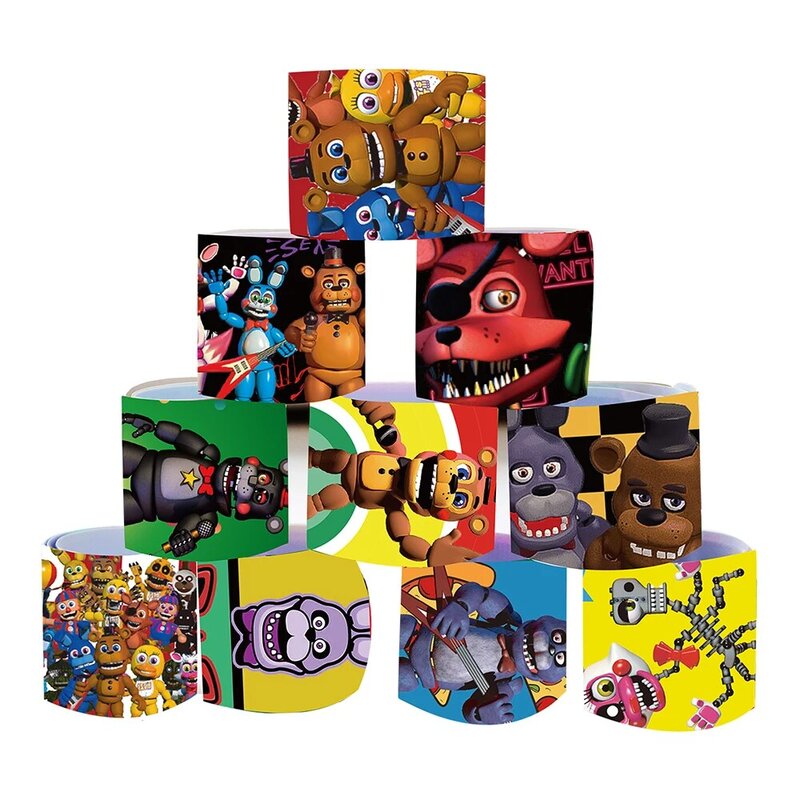 FNAF-Five Nights Freddyed Snap Bracelets, PinMiToy, Loot, Party Bag, Fillers Slap Wristband for peuv, Boy Girl, Birthday Party Favors