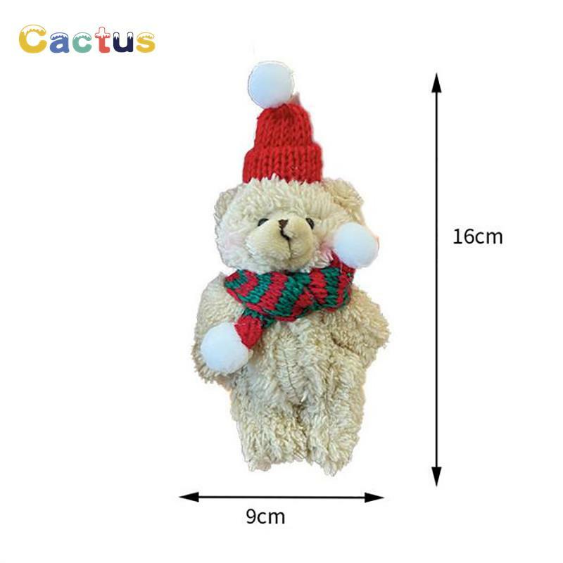 LLavero de oso de peluche de 16cm, 1 piezas, con sombrero de Navidad, bufanda larga, regalo de Navidad, decoración