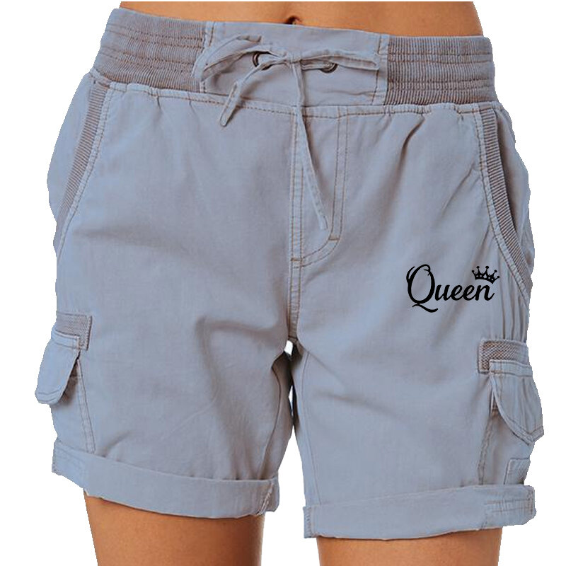 Women's Cargo Shorts Queen Printed Summer Casual Drawstring Elastic Waist Active Shorts Work Shorts Hiking Outdoor Beach Shorts