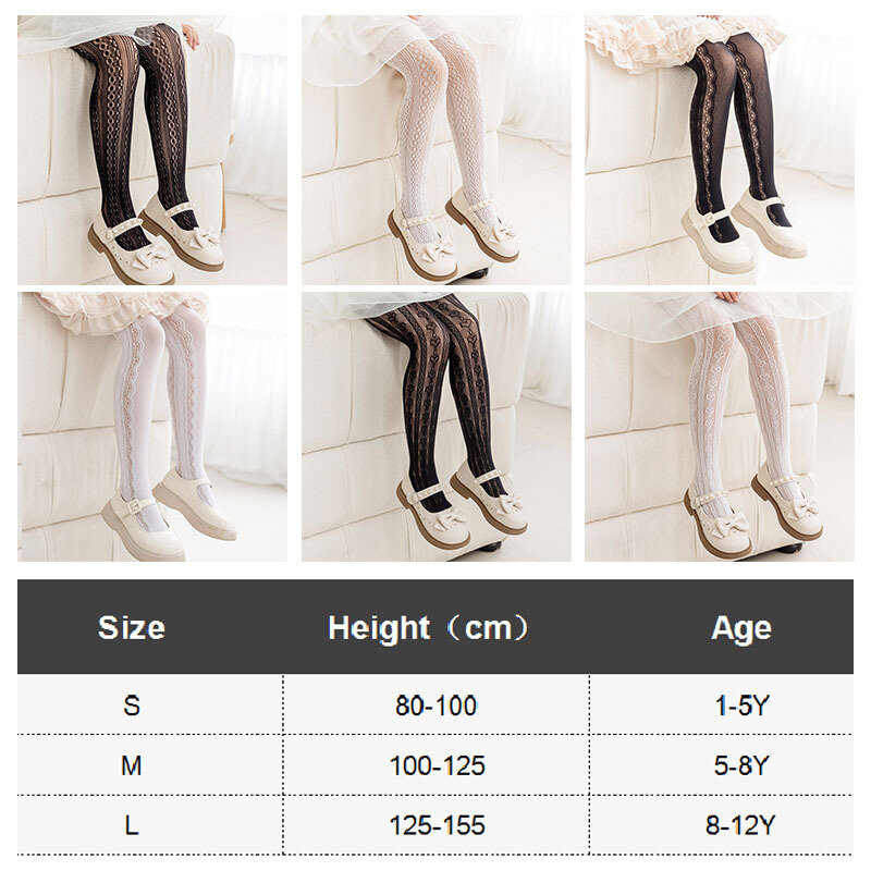 Summer Solid Color Kids Hosiery Heart Lolita Fishnets Children Girls Pantyhose Princess Lace Stockings Kids Tights