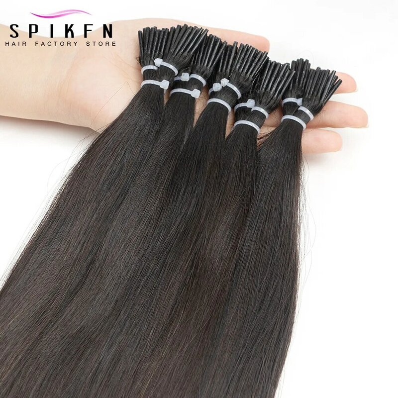 SPIKJOY-Extensions de Cheveux Naturels Lisses, Micro Ring I Tip, 30 Pouces, 50 Pièces/Paquet
