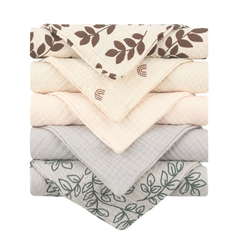 Q0KB 5 CHIẾC Bộ khăn mặt cho bé Bộ Yếm cotton chảy dãi Vải thấm nước cho trẻ sơ sinh Khăn lau mồ hôi cho bé Khăn thấm hút cao