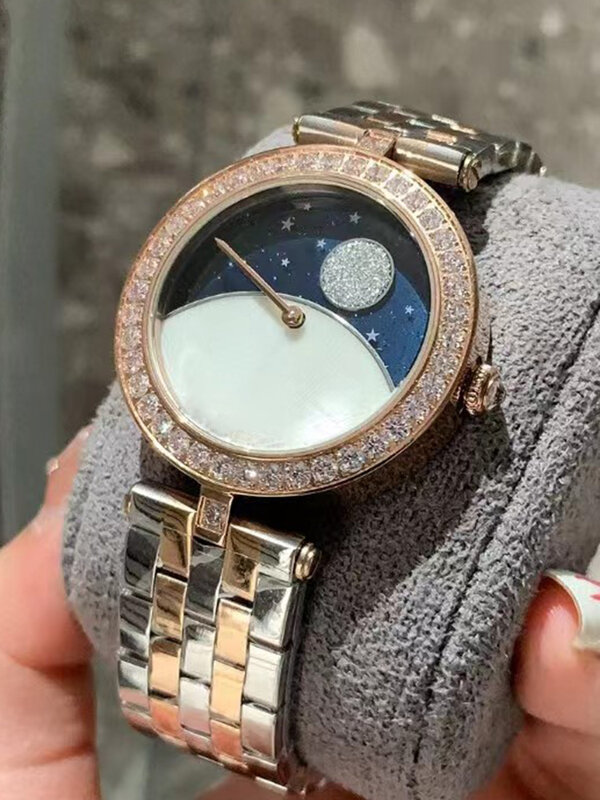 316 steel diamond case Full Star Sun Moon Star function watch 2024 Women's new watch Fashion luxury quartz watch