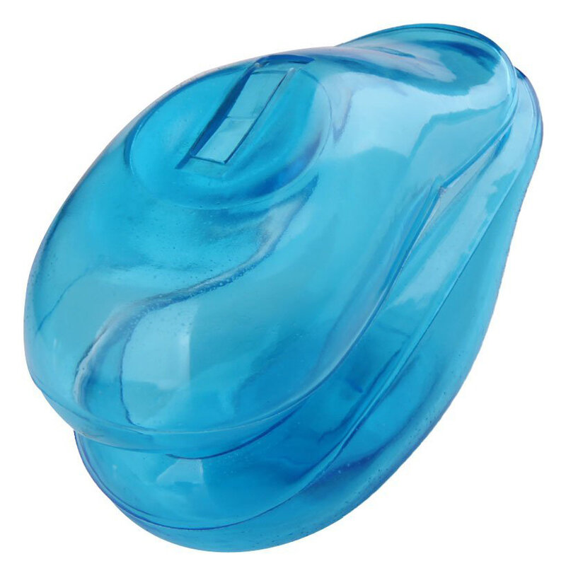 2 buah penutup telinga silikon bening biru pelindung pewarna rambut melindungi warna Salon