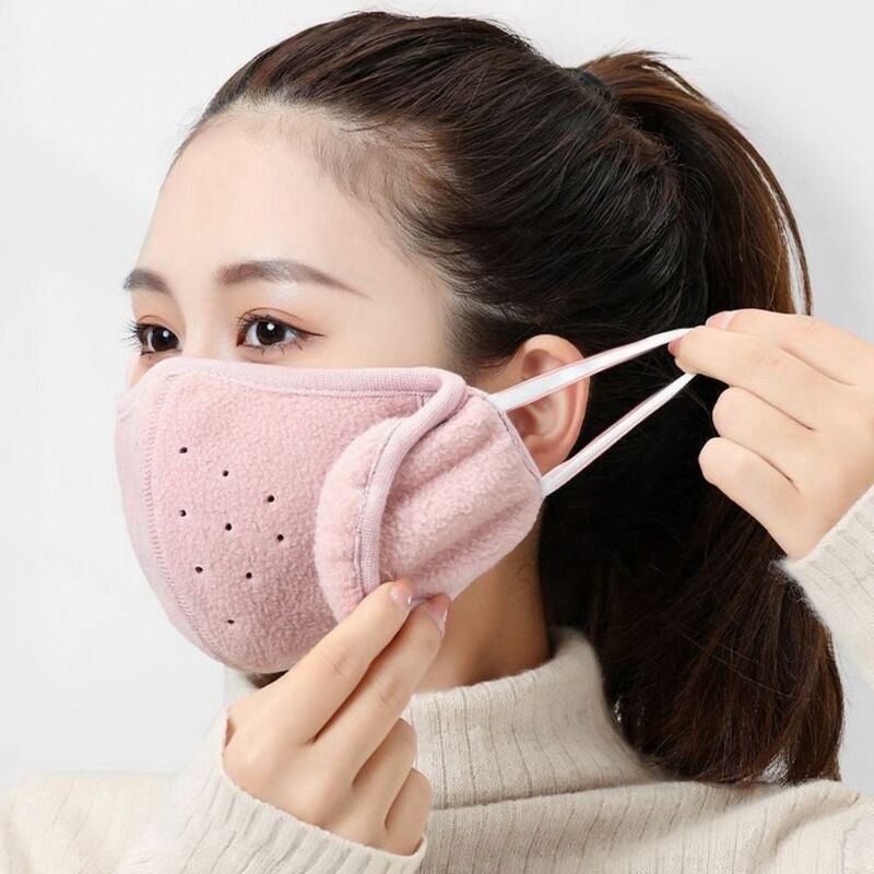 Máscara térmica para las orejas, mascarilla transpirable a prueba de polvo de forro polar, máscara de media cara, calentador de orejas, accesorios de tela para bicicleta de invierno