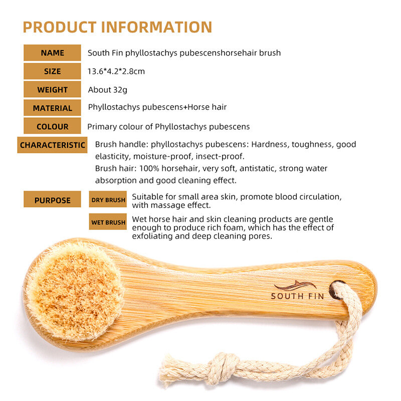 1PC Exfoliating Brush Facial Cleansing Brush Bamboo Hair Facial Cleansing Massage Face Care Brush Deep Pore Cleansing