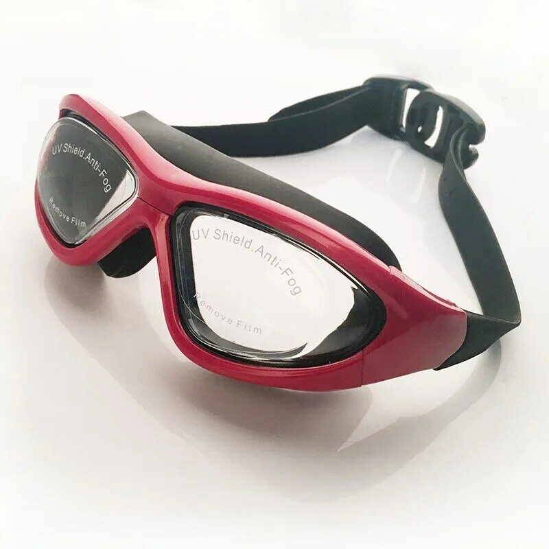 Kacamata renang miopia dewasa, bingkai besar HD antikabut lapis listrik lensa kacamata renang perlengkapan berenang grosir