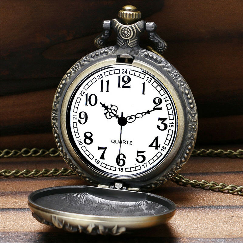 ساعة جيب كوارتز للرجال والنساء ، تصميم صيني عتيق من اثني عشر بروج ، ساعة حيوان منقوشة عتيقة مع سلسلة قلادة ، ساعة هدية