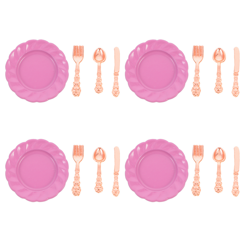 1 Set di stoviglie in miniatura kit Mini forchette per piatti cucchiai forniture per mobili da cucina in miniatura per la casa