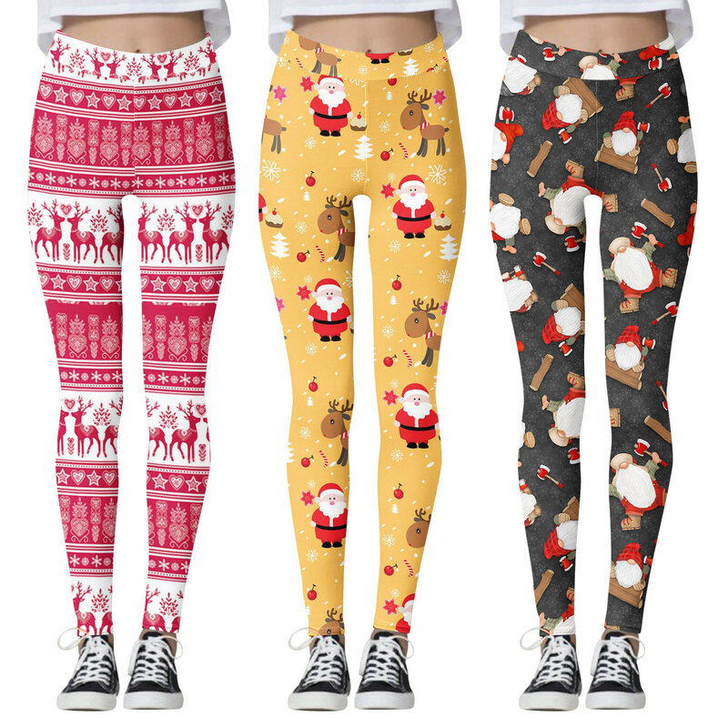 Leggings taille haute à motif imprimé pour femme, pantalon de yoga amincissant, costume de Noël, décontracté, festif, hiver, 1 pièce, 2024