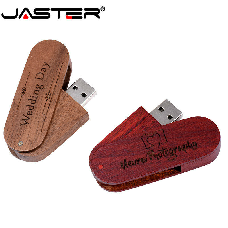 JASTER Free Custom logo Maple wood USB flash drive Rotatable Pen drive 8GB 16GB U disk 2.0 32GB memory stick Free key chain gift