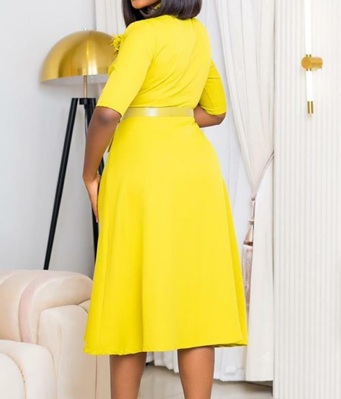 Spot Women's 2023 New Hot Selling Casual Fashion Spring/summer V-Neck Button Elegant Dress