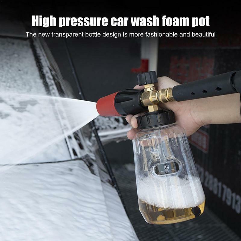 Regadera de espuma transparente para lavado de coches, botella de pulverizador presurizado, dispensador de espuma, 1000ml