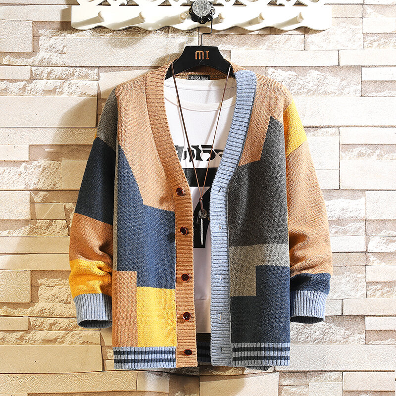 Мужской трикотажный кардиган, Повседневная модная брендовая кофта, верхняя одежда для осени и зимы, 2022