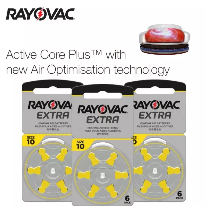 RAYOVAC EXTRA Zinc Air Hearing Aid Battery, Baterias de Aparelhos Auditivos de Desempenho, A10 10A 10 PR70, 60 Pcs