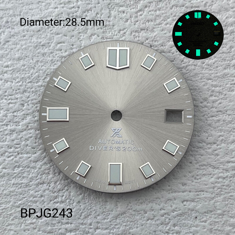 28.5mm Sun Pattern Original Day Calendar Literal Green night light suitable for NH36 movement custom watch accessories