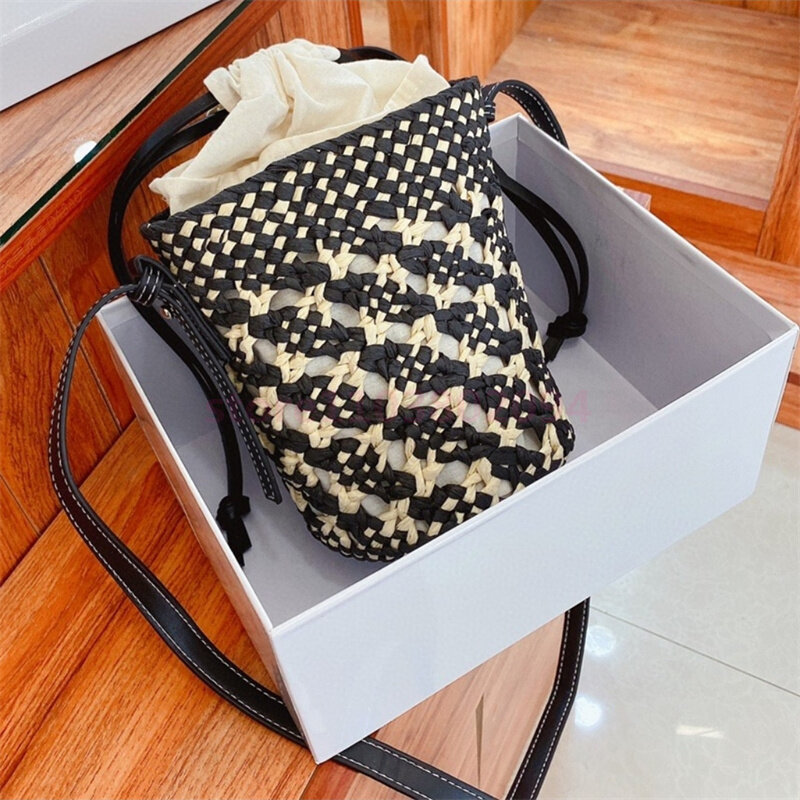Tas jerami Mini berongga 851353 telepon Feminina tas tangan untuk wanita Rushwork desain musim panas tas tangan tas pantai liburan luar ruangan