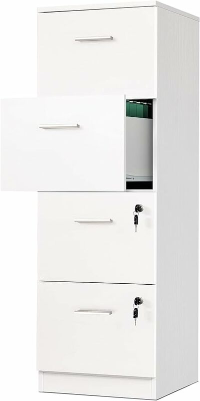 Armoire de classement verticale profonde de 15.86 "pour lettre A4-Sized fichiers, besoin d'être assemblé, armoire de rangement pour le bureau à domicile, blanc