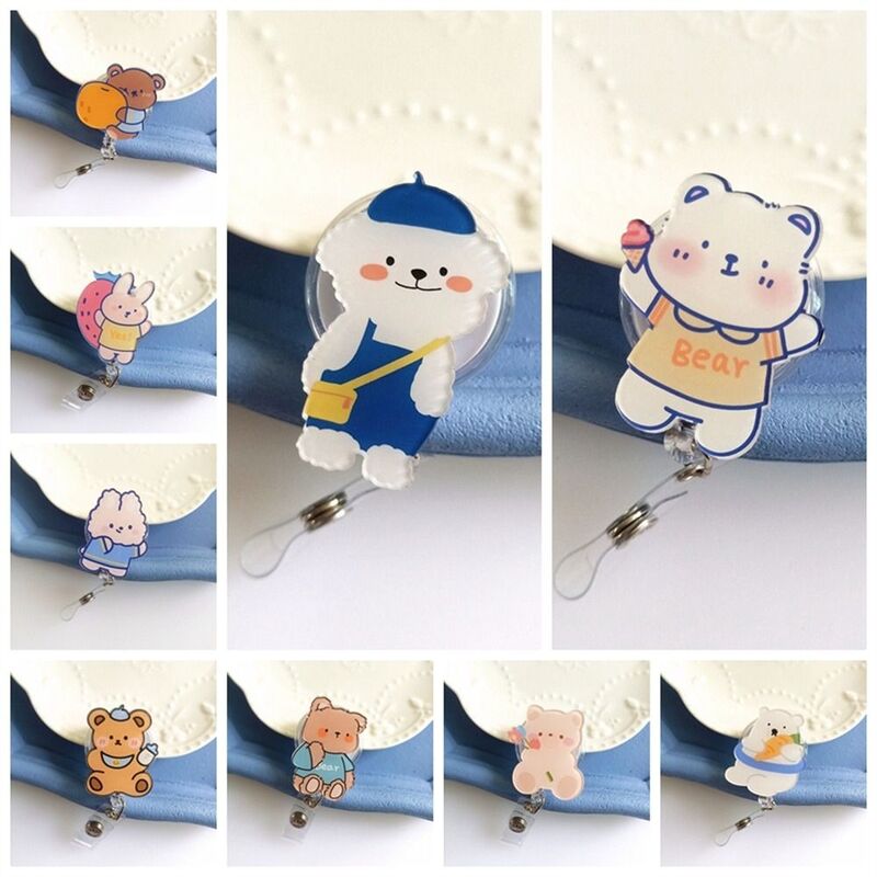 Work Card Clip Retractable Badge Reel Chest Card Bear ID Card Clips Name Tag Name Card Nurse Badge Holder Doctor Students