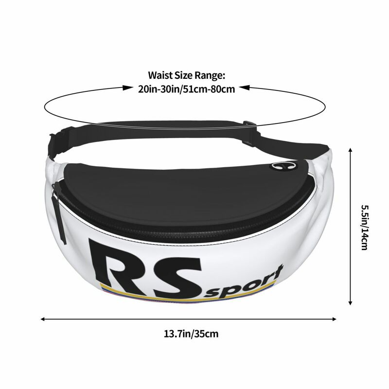 RS Automotive Sport Racing riñonera para hombres y mujeres, bolso de cintura cruzado personalizado para ciclismo, Camping, teléfono, bolsa de dinero