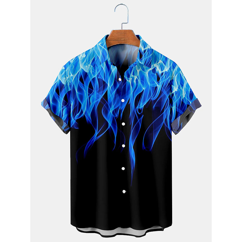 Hawaiian Shirts Beach Summer Trendy Flame Men's Shirt 3D Printed Shirts Men Women Unisex Fashion Blouse Short Sleeve Vocation