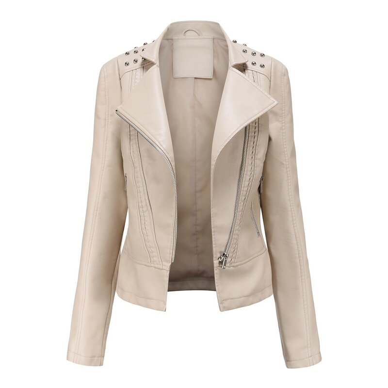 2024 new European spring and autumn women's Leather Jacket Women's Slim small coat women's motorcycle clothes